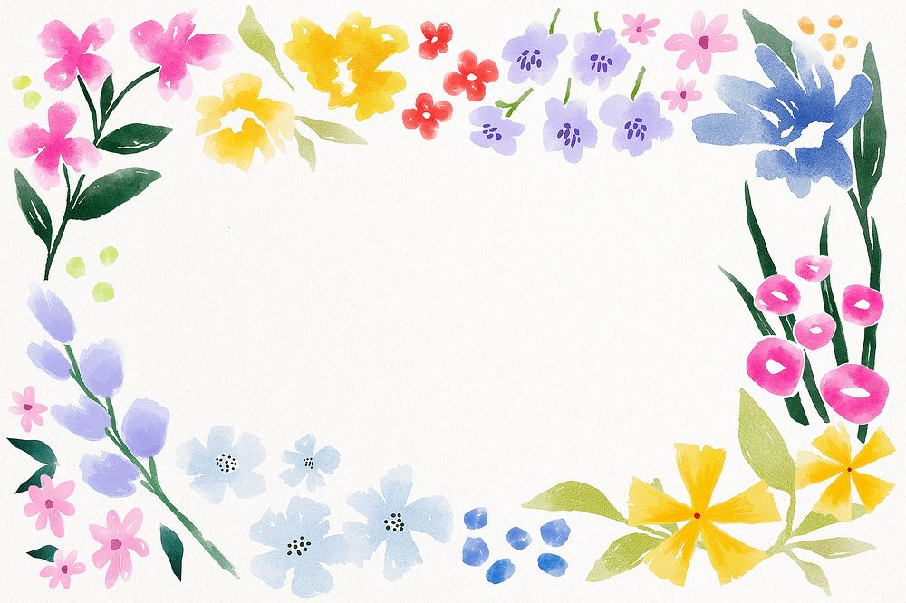 Summer flower frame cute copy space watercolor design psd