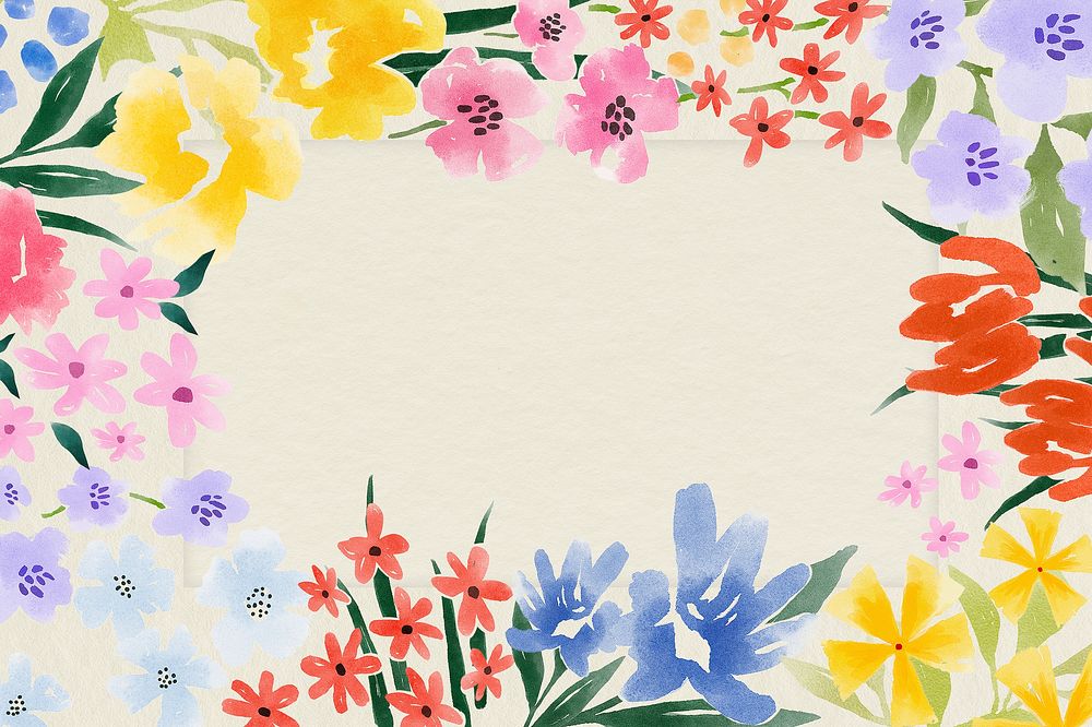 Colorful floral frame, copy space design