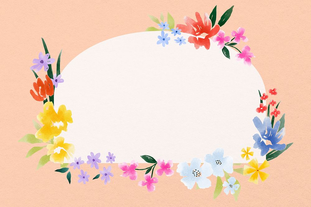 Watercolor flower frame, cute copy space design