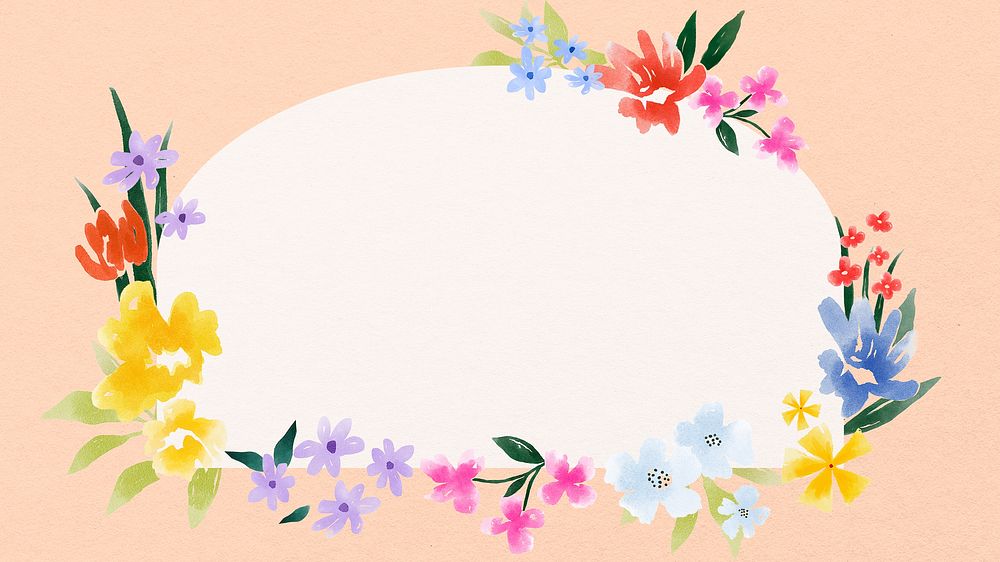 Flower computer wallpaper, floral frame watercolor design