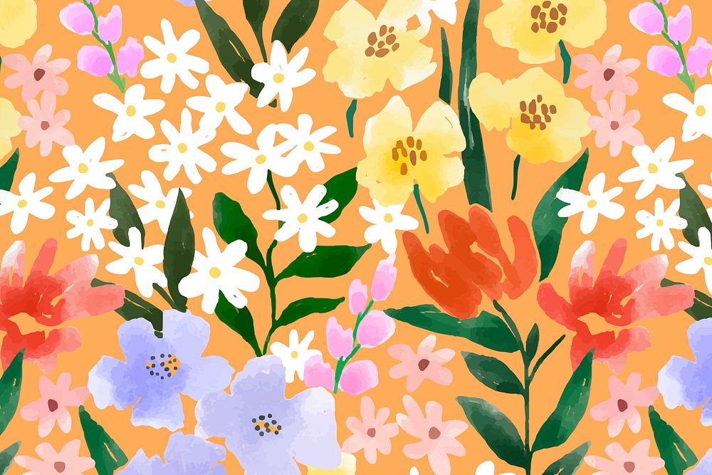 Colorful flower background, watercolor hand painted pattern vector