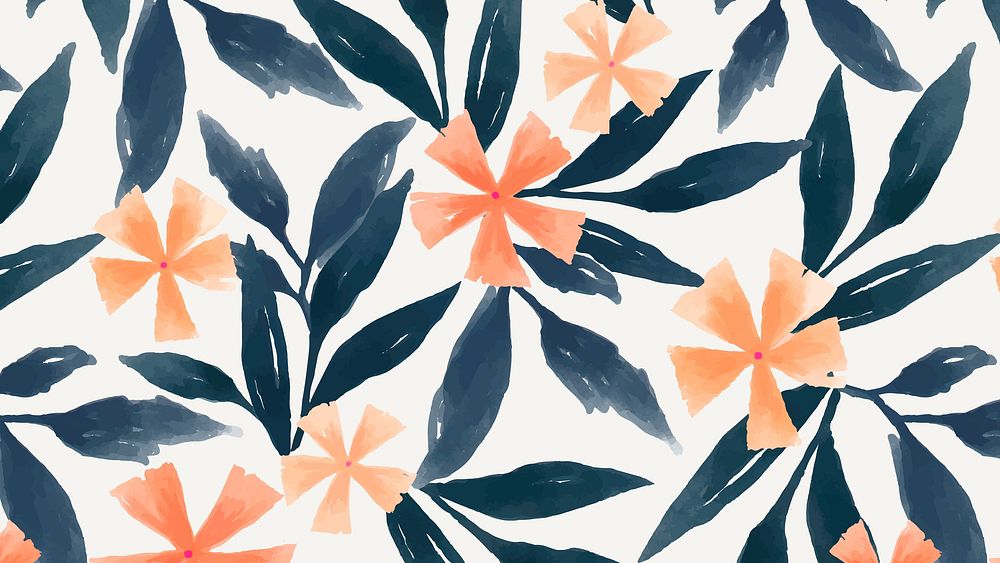 Tropical flower desktop wallpaper, hand painted vector