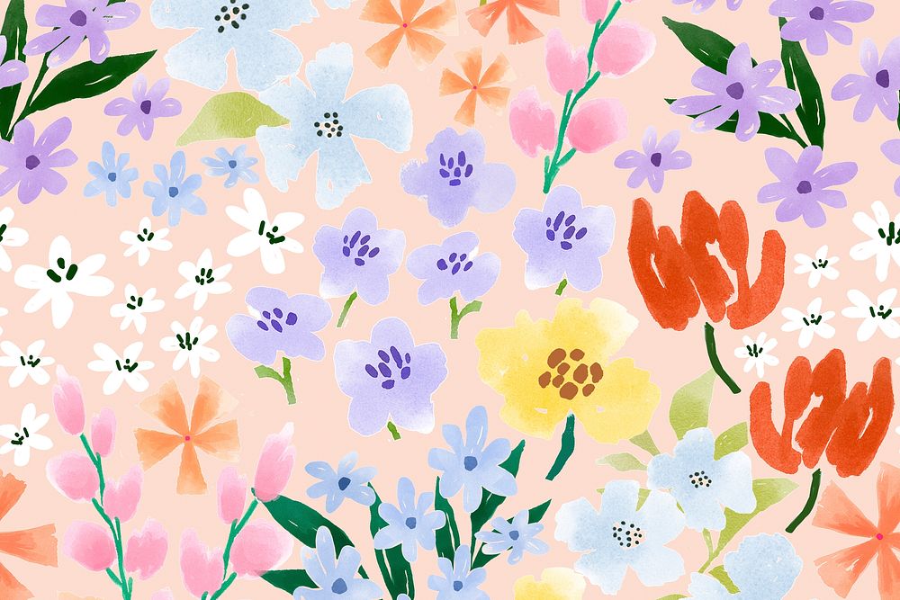 Colorful flower background, watercolor hand painted pattern