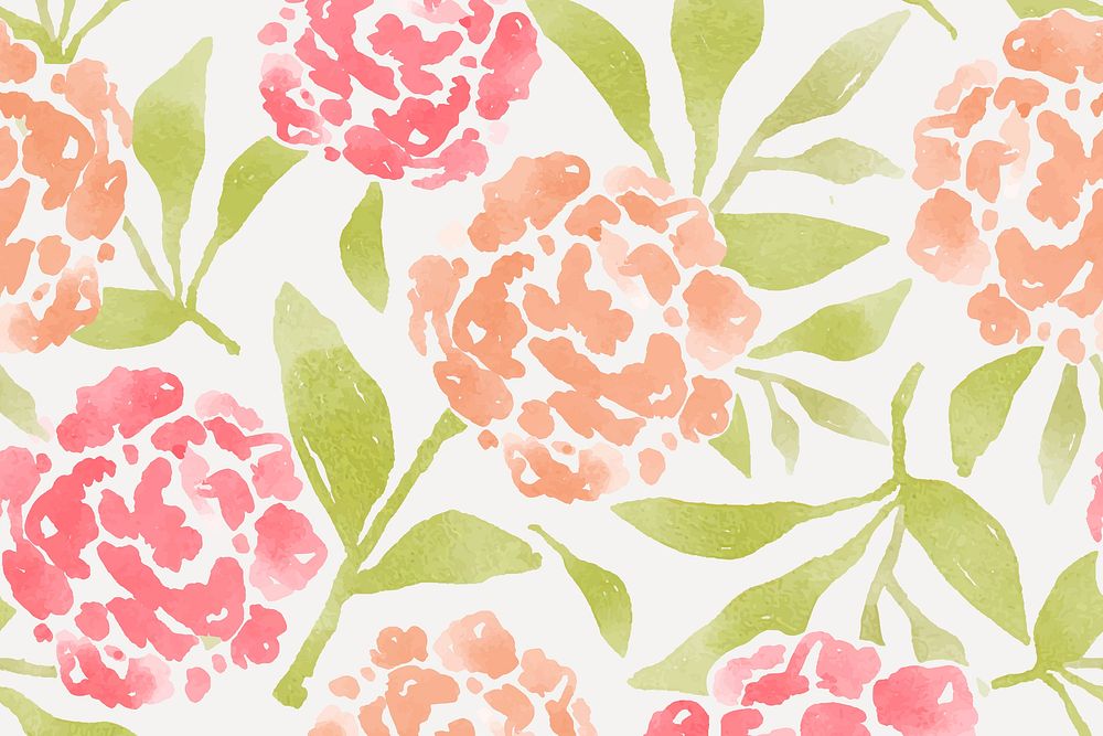 Hydrangea flower background, watercolor hand painted pattern vector