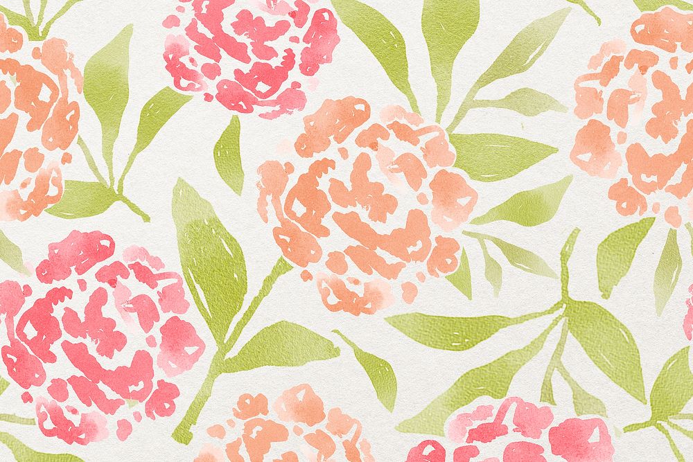 Summer flower background, watercolor hand painted pattern