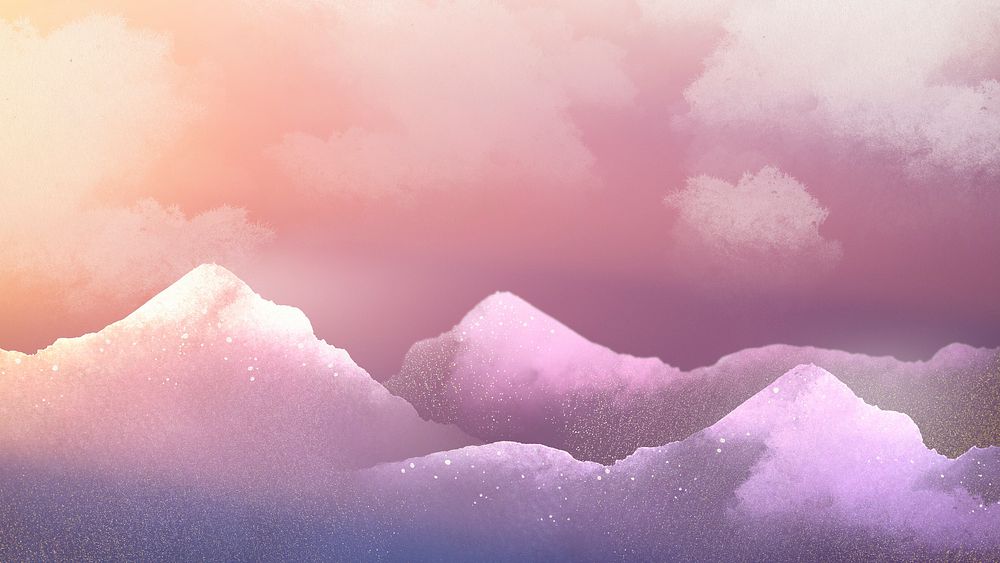 Purple aesthetic sky HD wallpaper, watercolor border background