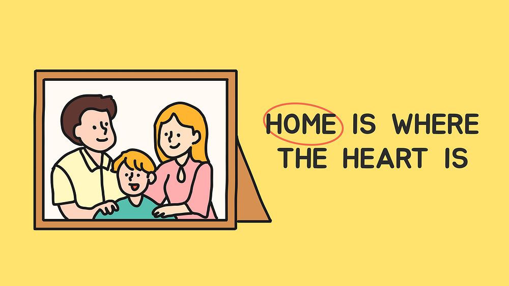 Family blog banner template, home is where the heart is vector