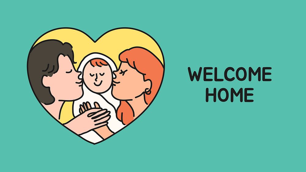 Family blog banner template, welcome home vector