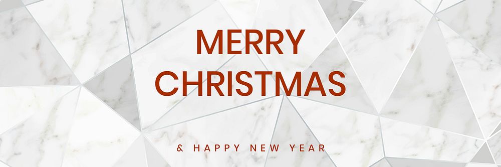 Psd Merry Christmas greeting banner gray triangle pattern background