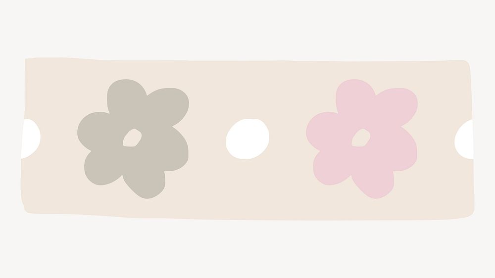 Beige washi tape, floral patterned stationery, collage element vector