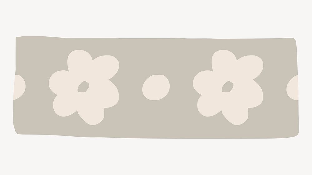 Beige floral washi tape, stationery, collage element vector