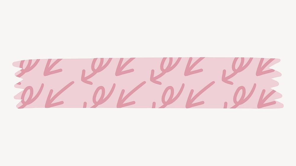 Pink washi tape, swirly arrow pattern, pastel stationery collage element vector
