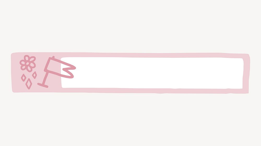 Pink page marker, white frame banner, stationery collage element vector
