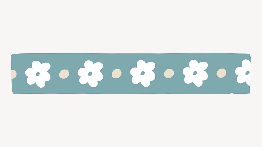 Floral washi tape, green stationery, collage element vector