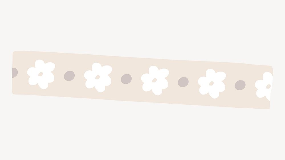 Floral washi tape, beige stationery, collage element vector