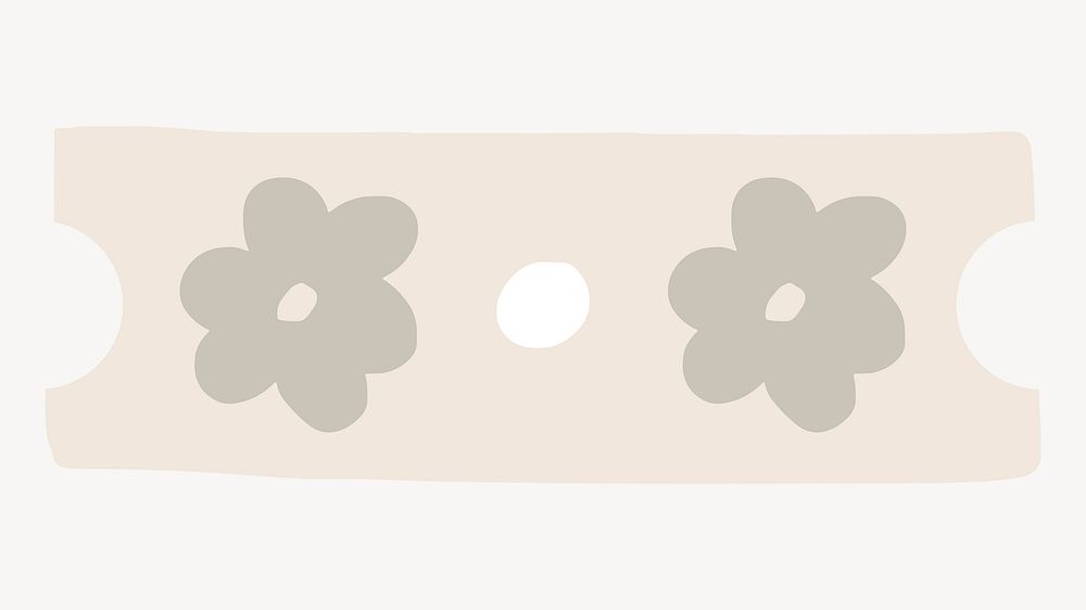 Beige floral patterned washi tape, stationery, collage element vector