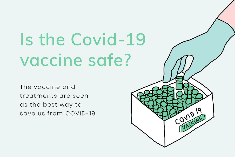 Vaccine study editable template psd for covid 19 social banner doodle illustration