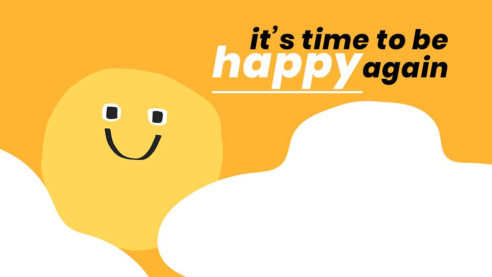 Cheerful quote template psd with smiley doodle icons social banner