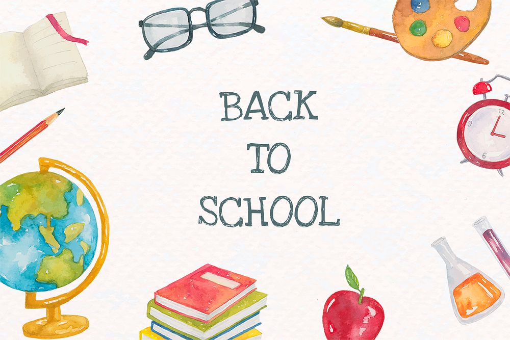 School stationery editable template psd in watercolor back to school banner