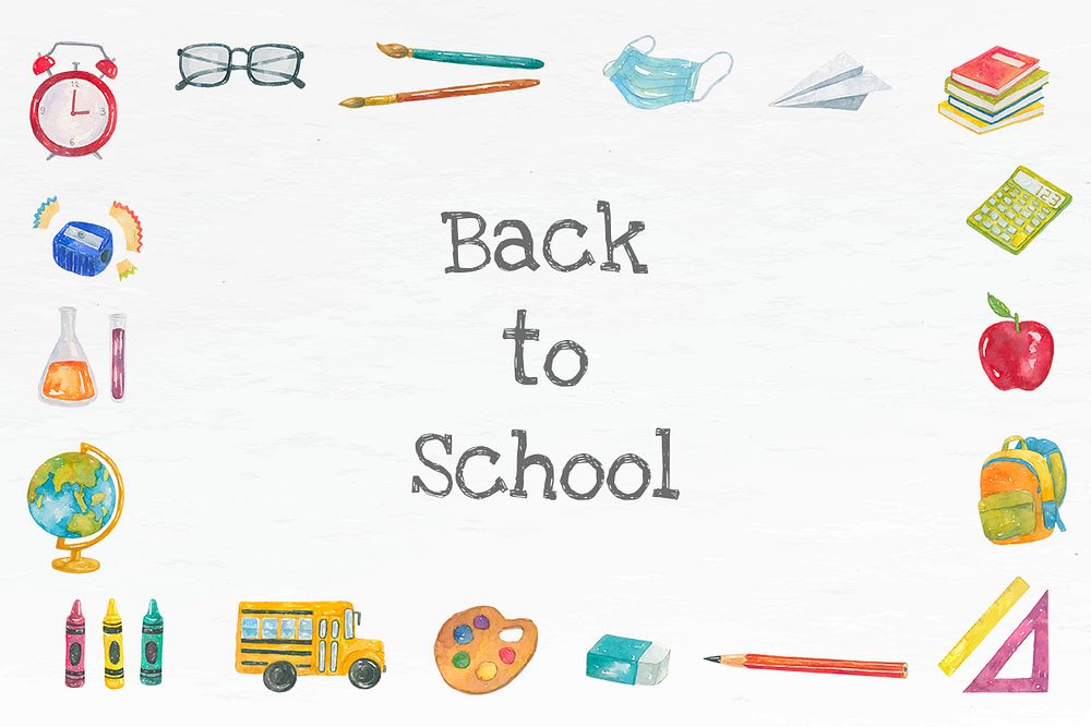 School stationery editable template psd in watercolor back to school banner