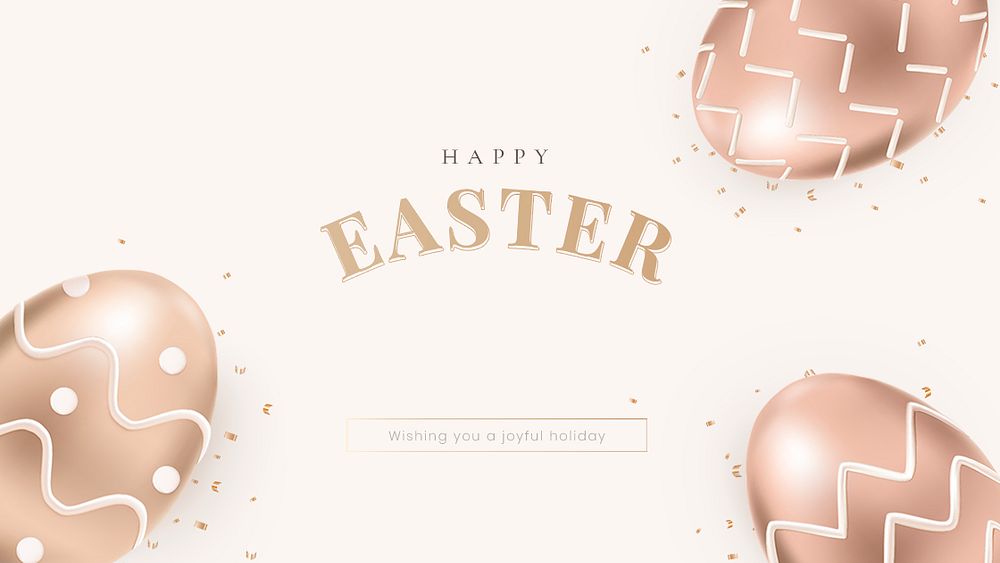 Happy Easter editable template psd with eggs and greetings holidays celebration social banner