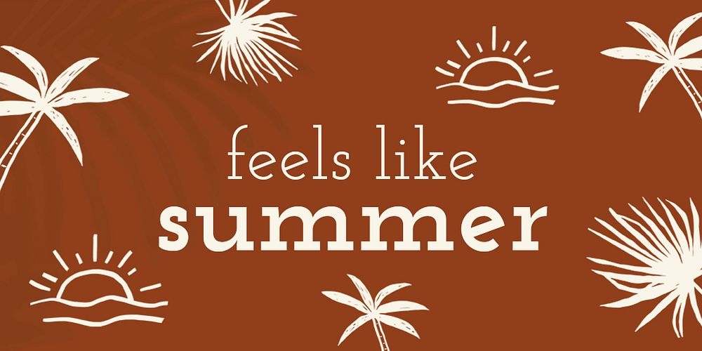 Summer doodle template psd feels like summer quote social media banner