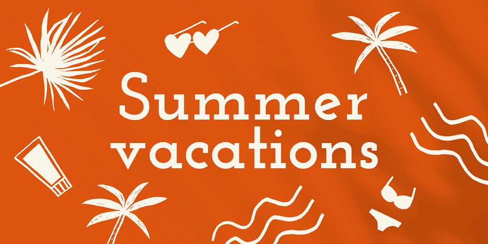 Summer vacation editable template psd in orange social media banner