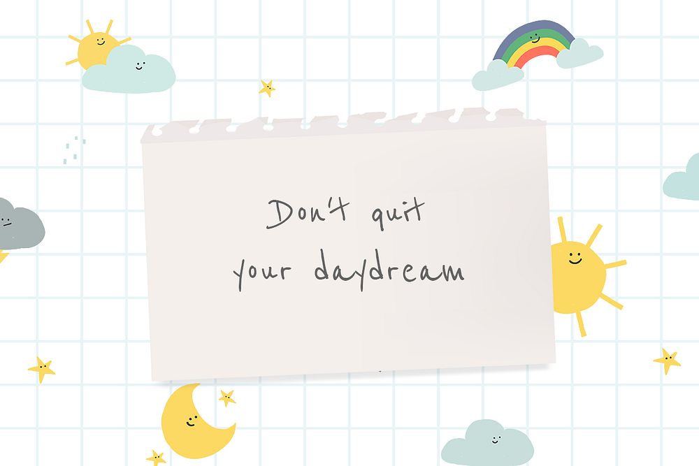 Motivational quote template psd with cute weather doodle banner
