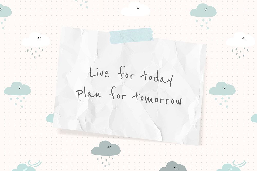 Cheerful quote template psd with cute doodle weather drawings banner
