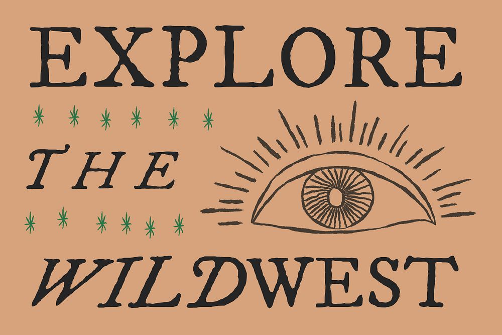 Vintage presentation template psd with eye illustration, explore the wild west