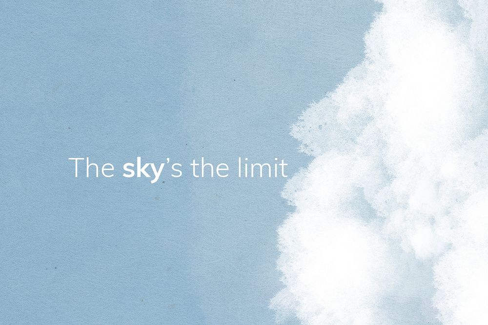 Sky banner template psd with white clouds and editable text, sky&rsquo;s the limit