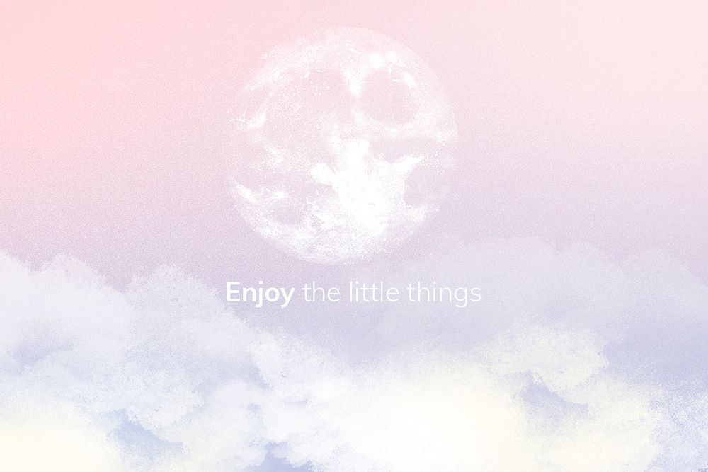 Aesthetic sky banner template psd in pastel style with editable text, enjoy the little things