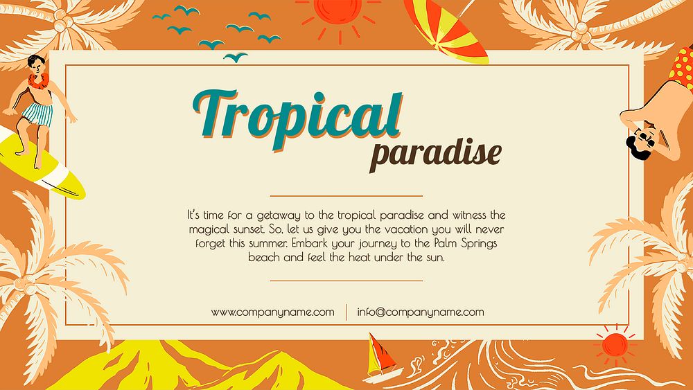 Tropical sunshine travel template psd for marketing agencies business presentation