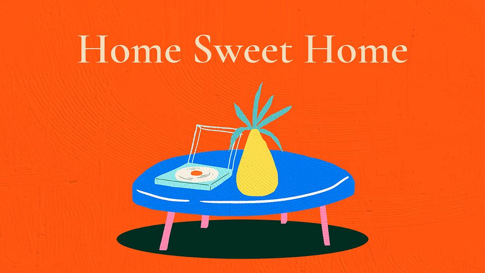 Home sweet home template psd for hand drawn interior banner