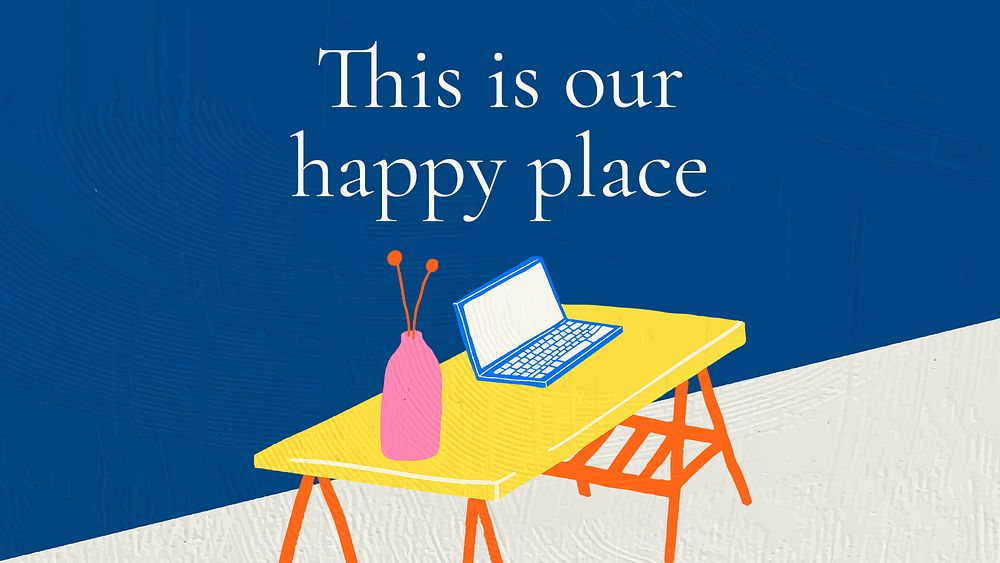 Interior banner template psd with this is our happy place quote in hand drawn style