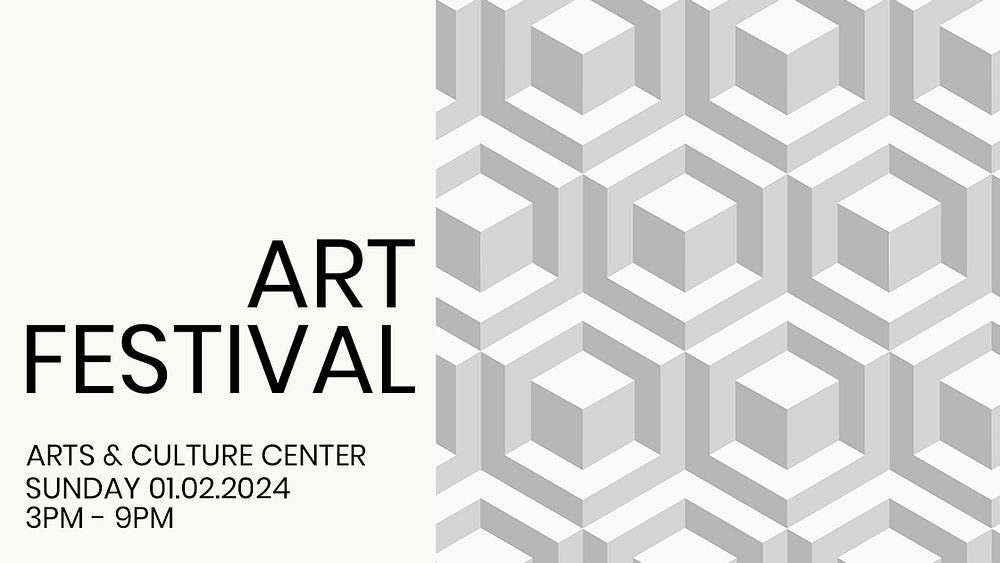 Art festival geometric template psd ad banner geometric modern style 