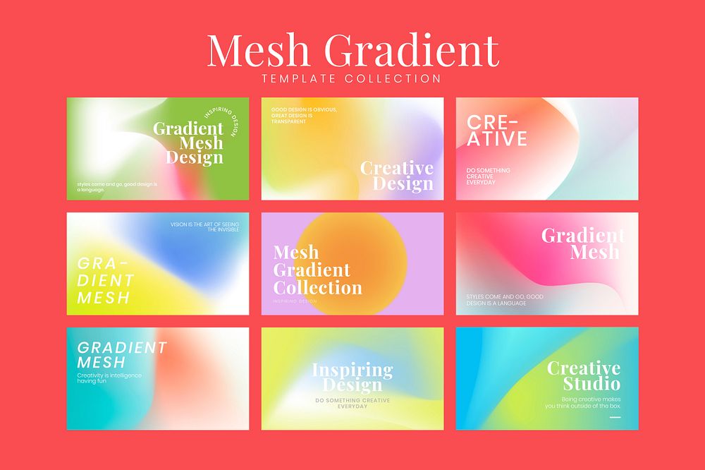 Mesh gradient template collection psd for blog banner