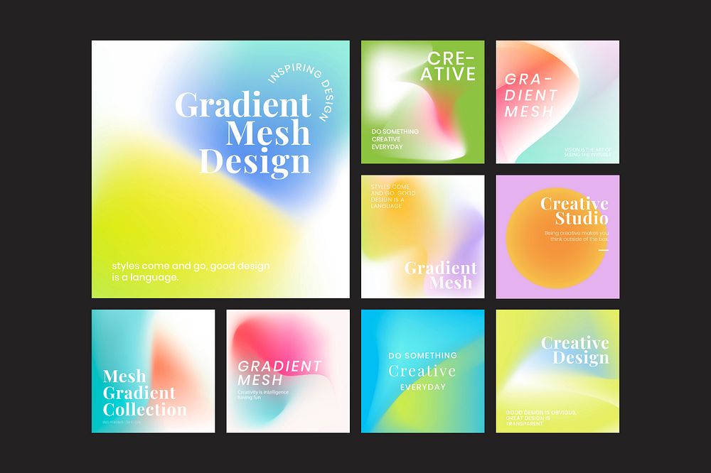 Mesh gradient template collection psd for social media post