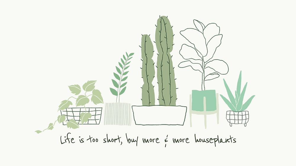 Green plant lover quote psd template doodle 
