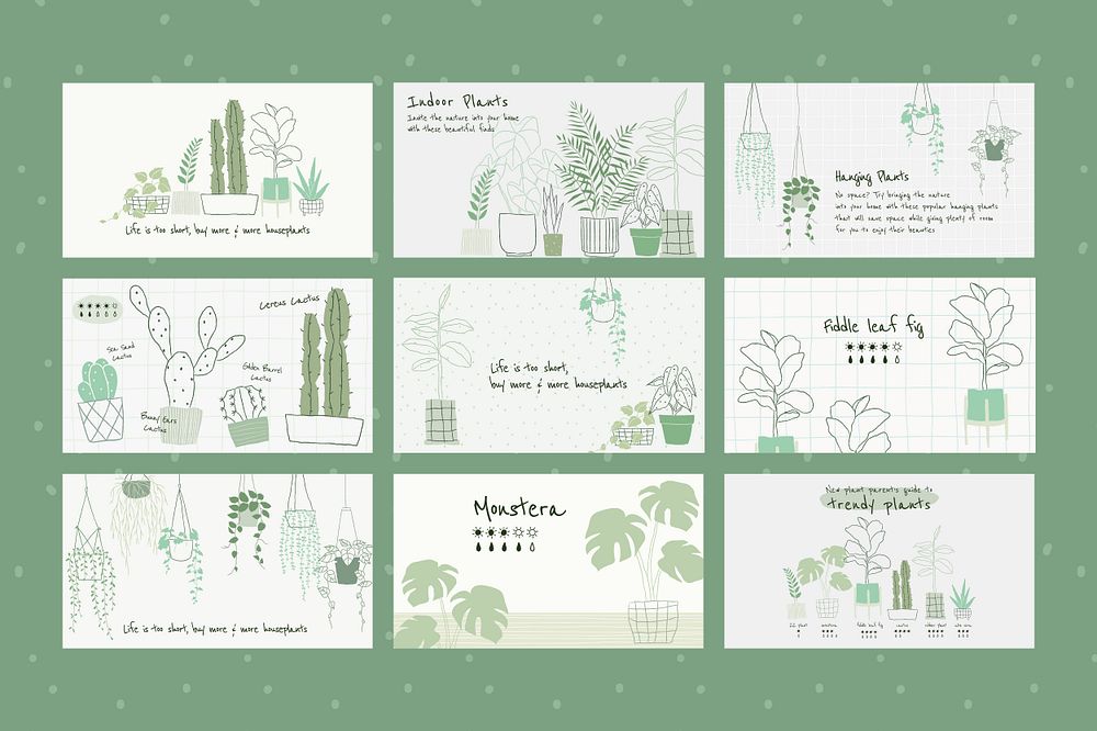 Houseplant botanical  template psd set for blog banner