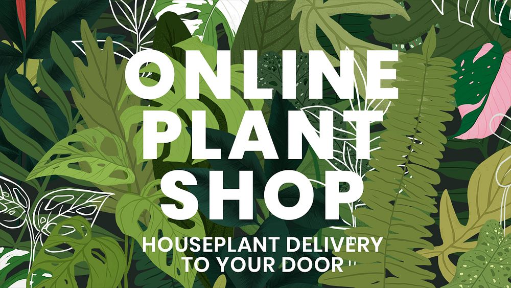 Blog banner template psd botanical background with online plant shop text
