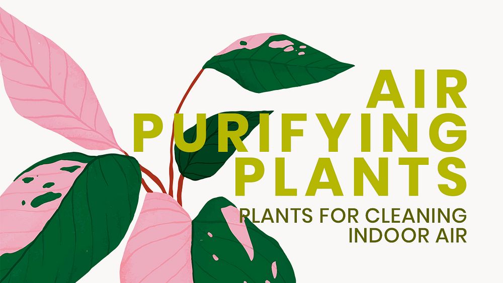 Blog banner template psd botanical background with air purifying plants text