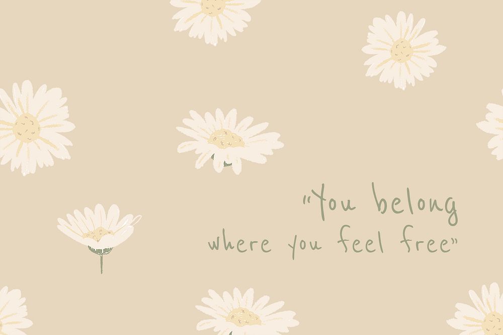 Beautiful floral banner template psd daisy illustration with inspirational quote