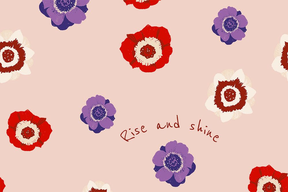 Beautiful floral banner template psd anemone illustration with inspirational quote