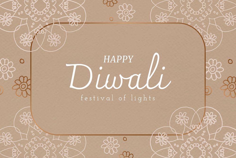 Diwali festival mandala patterned card template psd