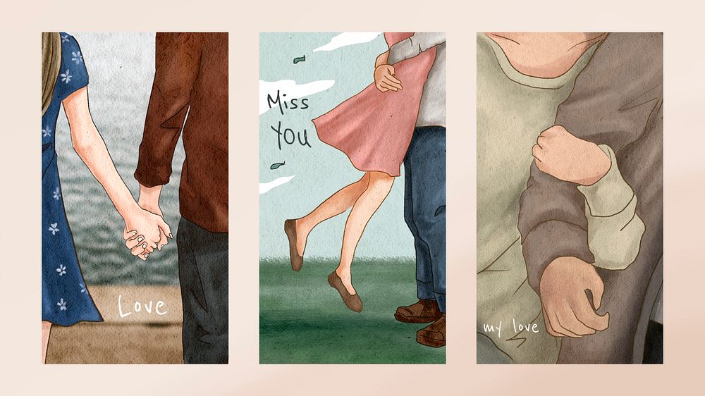Romantic Valentine&rsquo;s graphic templates psd mobile wallpaper collection