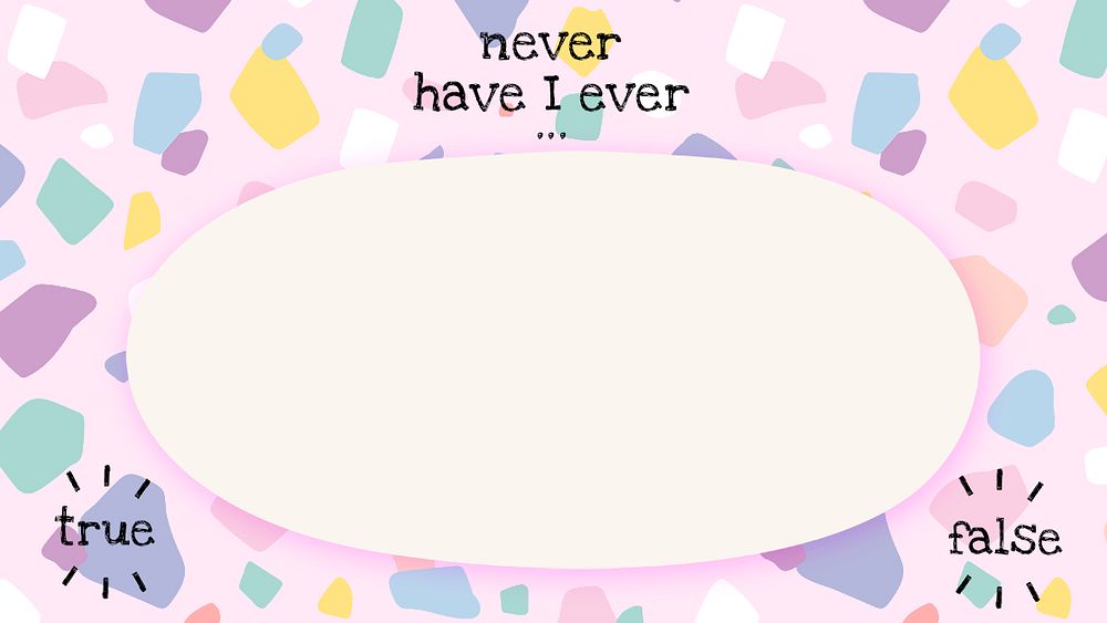 Editable template psd on cute memphis style background with never have I ever text