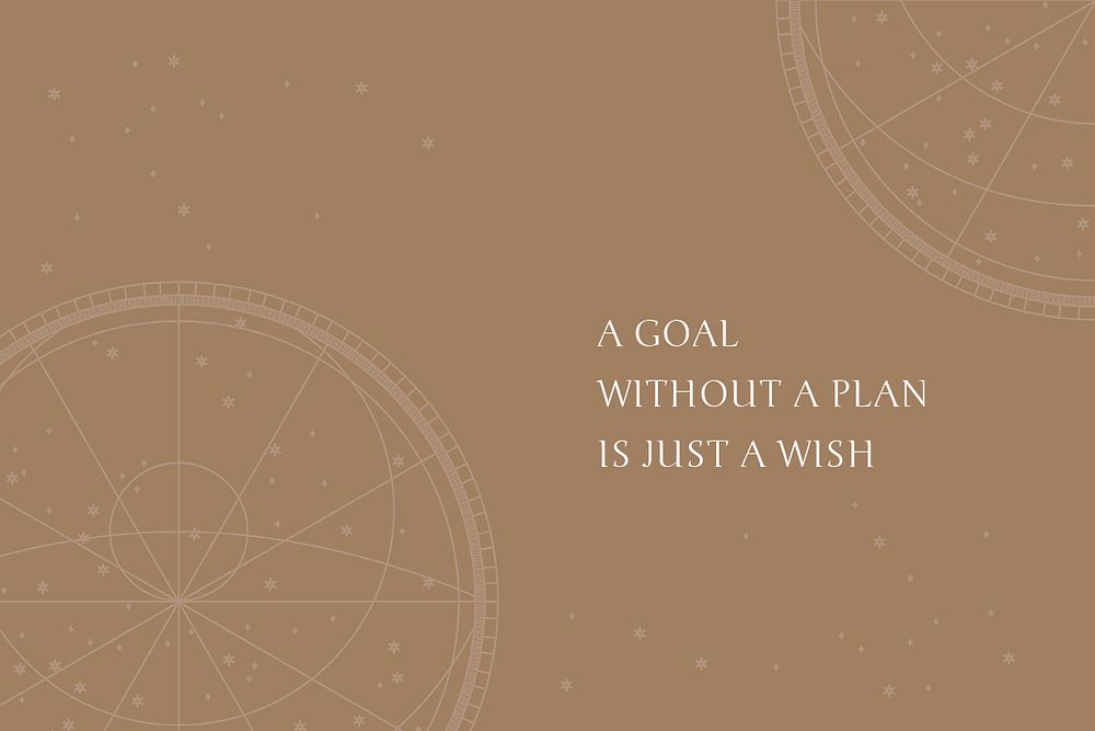 Inspirational words psd with astrological star map on brown background template