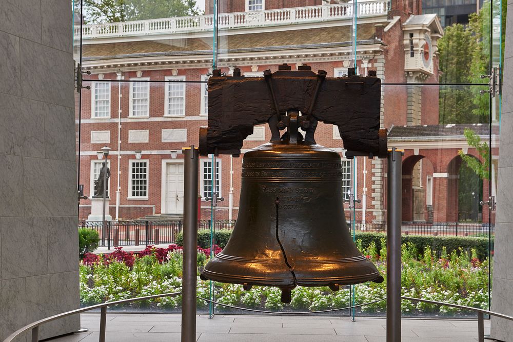 The Liberty Bell at Independence National Historical Park, a U.S. national park in Philadelphia, Pennsylvania, that…