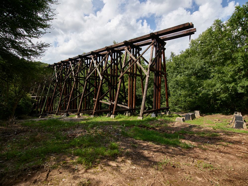 A surprising tourist attraction in Athens, Georgia: one of several wooden train trestles, now out of service.  Only remnants…